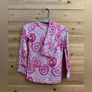 Birdie Bean Size 3T Bamboo Pink Hearts Valentine’s Day Long Sleeve Pajamas